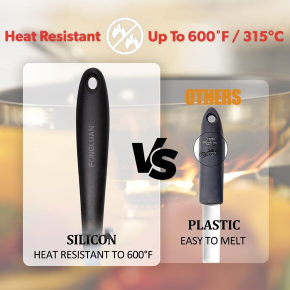 Silicone Nonstick Utensils, Set of 3, Black, Silicone Cooking Utensils Set, Turn - Picture 5 of 6